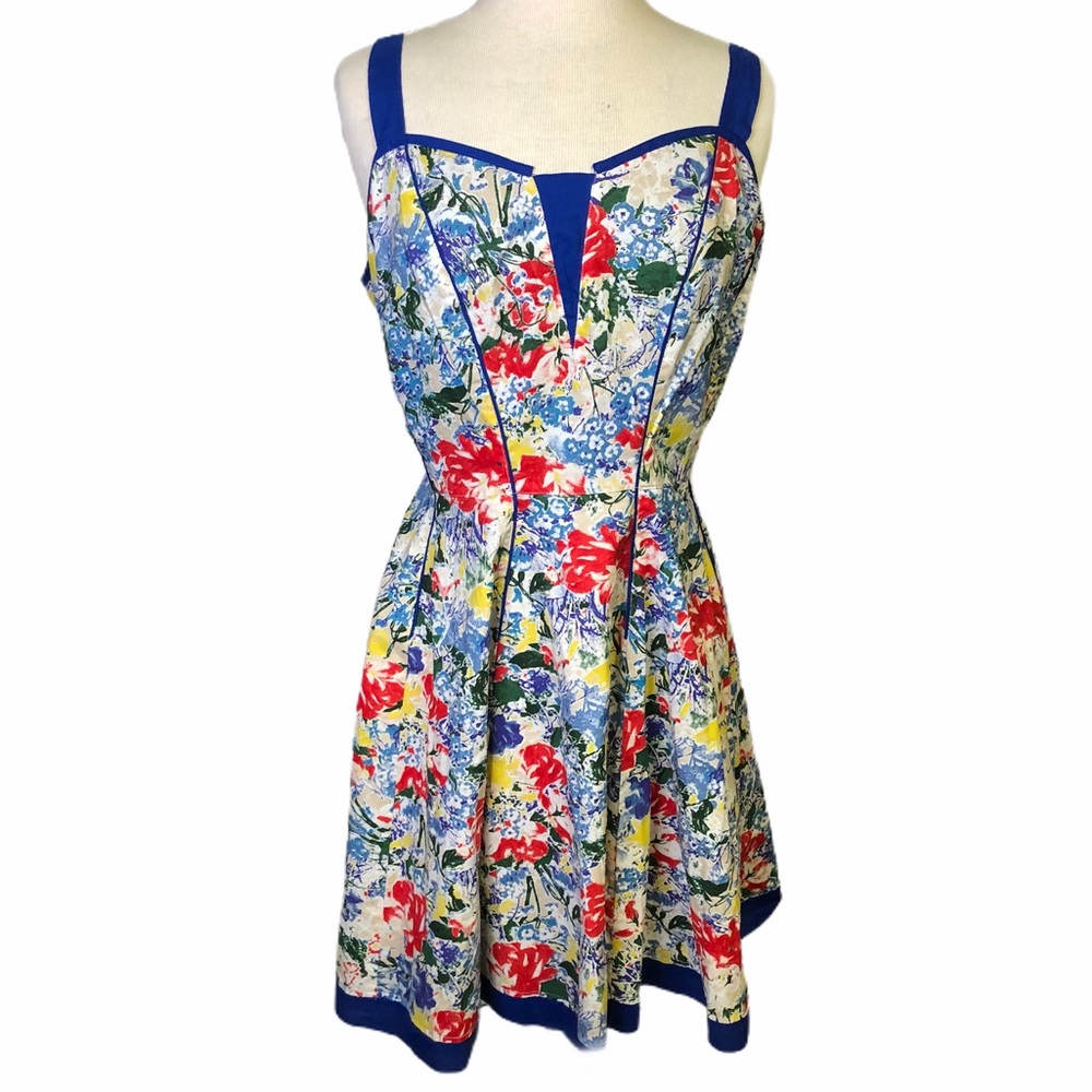 Joe Browns 16 blue floral fit and flare dress